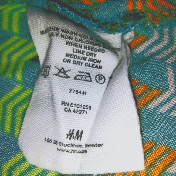 H&M Rayon Chevron Print Teal Orange Skirt - Picture 5 of 7